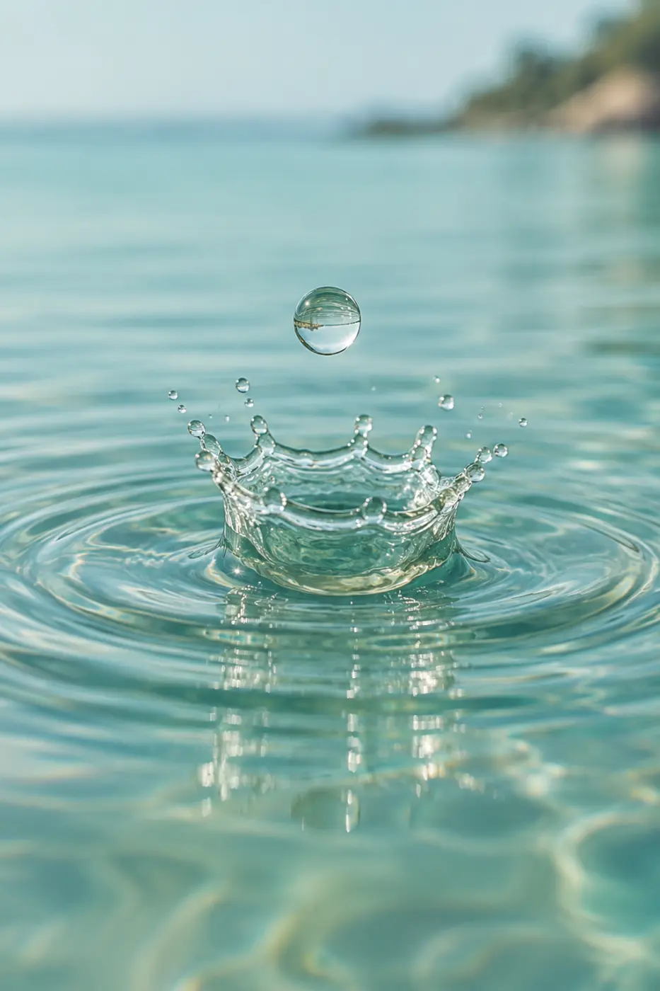 A single water drop and its delicate ripples