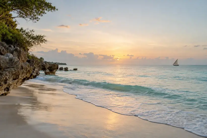 The open ocean in soft coastal light